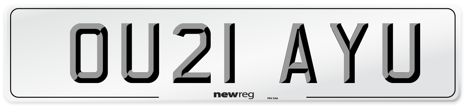 OU21 AYU Number Plate from New Reg